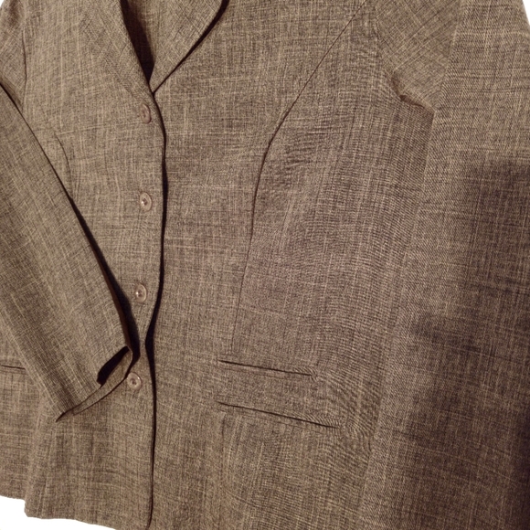 Sag Harbor Blazer Academia Minimalist Long Sleeve W18 Brown Pockets Button Close - Picture 5 of 12
